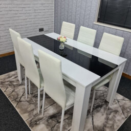 Kosy Koala Dining Table And 6 Chairs White Black  Wood 6 Leather Black White Chairs Dining Room - thumbnail 9