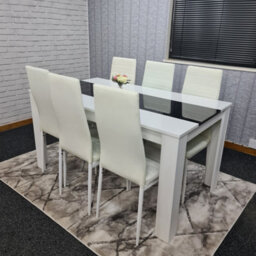 Kosy Koala Dining Table And 6 Chairs White Black  Wood 6 Leather Black White Chairs Dining Room - thumbnail 2
