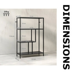FURNOLD 4 Tier Bookcase Display Stand With Storage Shelves Charcoal - thumbnail 9