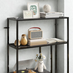 FURNOLD 4 Tier Bookcase Display Stand With Storage Shelves Charcoal - thumbnail 6