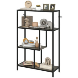 FURNOLD 4 Tier Bookcase Display Stand With Storage Shelves Charcoal - thumbnail 8