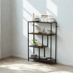 FURNOLD 4 Tier Bookcase Display Stand With Storage Shelves Charcoal - thumbnail 5