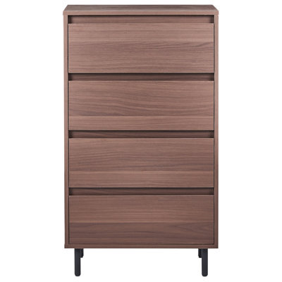 Wyld and Coco Nordicnest Dark Brown 4-Drawer Chest With Black Metal Legs, 60 X 40 X 104 Cm - image 1