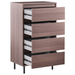 Wyld and Coco Nordicnest Dark Brown 4-Drawer Chest With Black Metal Legs, 60 X 40 X 104 Cm - thumbnail 5