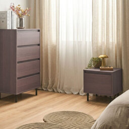Wyld and Coco Nordicnest Dark Brown 4-Drawer Chest With Black Metal Legs, 60 X 40 X 104 Cm - thumbnail 2