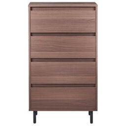 Wyld and Coco Nordicnest Dark Brown 4-Drawer Chest With Black Metal Legs, 60 X 40 X 104 Cm - thumbnail 1
