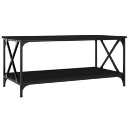 Berkfield Coffee Table Black 100X50X45 Cm Engineered Wood And Iron - thumbnail 2