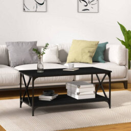 Berkfield Coffee Table Black 100X50X45 Cm Engineered Wood And Iron - thumbnail 1