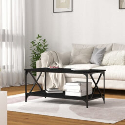 Berkfield Coffee Table Black 100X50X45 Cm Engineered Wood And Iron - thumbnail 3