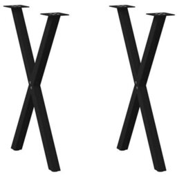 Berkfield Dining Table Legs X-Shaped 2 Pcs Black 50X(72-73) Cm Steel - thumbnail 1