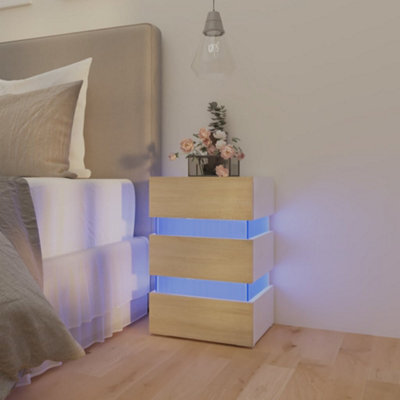 Berkfield Led Bedside Cabinet White And Sonoma Oak 45X35X67 Cm Engineered Wood - image 1