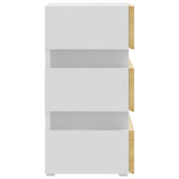 Berkfield Led Bedside Cabinet White And Sonoma Oak 45X35X67 Cm Engineered Wood - thumbnail 7