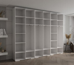 Arte Elegant Inova I Hinged Door Wardrobe H2370mm W3000mm D470mm - Versatile White Finish With Gold Vertical Metal Handles - thumbnail 6