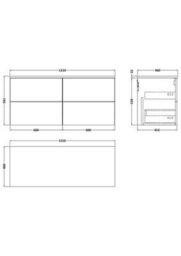 Balterley Stonnall Traditional Wall Hung 4 Drawer Vanity Unit With Laminate Worktop, 1200mm, Reed Green - thumbnail 5