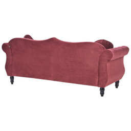 Beliani Sofa 3 Seater Skien Velvet Dark Red - thumbnail 6