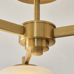Luminosa Lighting Luminosa Boss Multi Arm Semi Flush Ceiling Lamp Brushed Aged Brass Plate With Frosted & Opal Glass 3X G9 - thumbnail 5