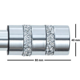A.unique Home Diamante Barrel Metal Extendable Curtain Pole With Rings And Fittings (25/28mm) - Nickel, 180Cm - 340Cm Approx - thumbnail 5