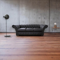Chesterfield 3 Seater Contempo Dark Chocolate Leather Sofa Settee In Balmoral Style - thumbnail 4