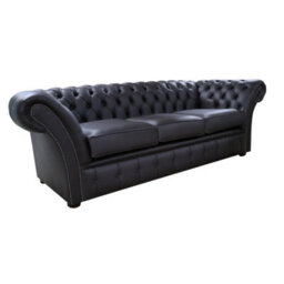 Chesterfield 3 Seater Contempo Dark Chocolate Leather Sofa Settee In Balmoral Style - thumbnail 2