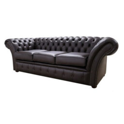 Chesterfield 3 Seater Contempo Dark Chocolate Leather Sofa Settee In Balmoral Style - thumbnail 3