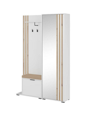 Arte Bright Nelly Hallway Set H1920mm W1310mm D400mm In White & Oak Artisan - Fresh Entryway Marvel - image 1