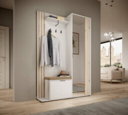 Arte Bright Nelly Hallway Set H1920mm W1310mm D400mm In White & Oak Artisan - Fresh Entryway Marvel - thumbnail 2