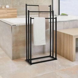Billtix 3 Tier Freestanding Towel Rail Stand, Metal Racks Of 86 Cm, In Black. - thumbnail 5