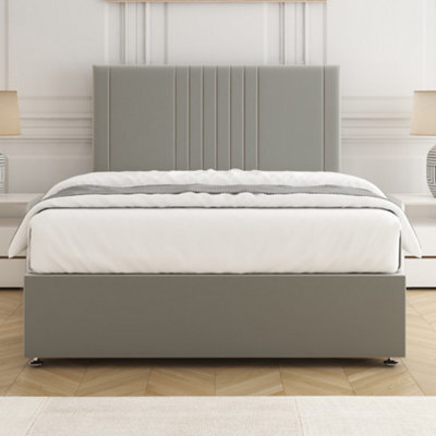 Bsspoke Monaco Divan Bed Set Silver Plush Velvet With 24Inch Headboard & Mattress No Drawers In Double King 3Ft 4Ft 6Ft - image 1