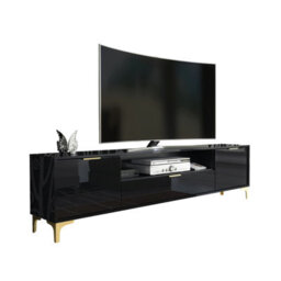 Tv Unit 200Cm Luxury Modern Stand Black High Gloss - thumbnail 6