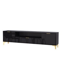 Tv Unit 200Cm Luxury Modern Stand Black High Gloss - thumbnail 4