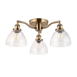 Anson Lighting Pampa 3Lt Ceiling Light In  Antique Brass Plate & Clear Glass - thumbnail 2