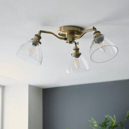 Anson Lighting Pampa 3Lt Ceiling Light In  Antique Brass Plate & Clear Glass - thumbnail 3