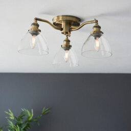 Anson Lighting Pampa 3Lt Ceiling Light In  Antique Brass Plate & Clear Glass - thumbnail 7