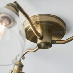 Anson Lighting Pampa 3Lt Ceiling Light In  Antique Brass Plate & Clear Glass - thumbnail 5