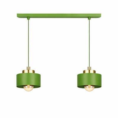 Luminosa Lighting Luminosa Simply Bar Pendant Ceiling Light Green, Gold 2X E27 - image 1