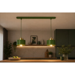Luminosa Lighting Luminosa Simply Bar Pendant Ceiling Light Green, Gold 2X E27 - thumbnail 2