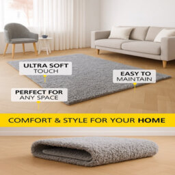 Uetian Silver Rug Shaggy Soft Area Rug Modren Rug For Living Room , Hallways, Bedrooms 5 Pile Thickness  Silver Medium (120X170) - thumbnail 4
