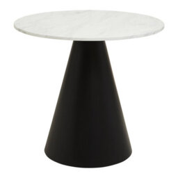 Orsina Round White Marble Top Dining Table, Geometric Conical Black Base Design Marble Dining Room Table - thumbnail 3