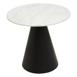 Orsina Round White Marble Top Dining Table, Geometric Conical Black Base Design Marble Dining Room Table - thumbnail 2