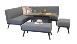 Signature Weave Kimmie Corner Sofa Bench Stool Gas Lift Dining Table Set Grey - thumbnail 1