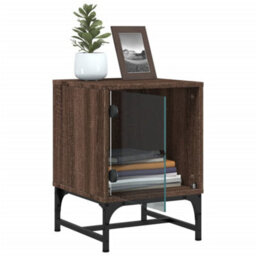 Berkfield Bedside Cabinets With Glass Doors 2 Pcs Brown Oak 35X37X50 Cm - thumbnail 5