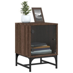 Berkfield Bedside Cabinets With Glass Doors 2 Pcs Brown Oak 35X37X50 Cm - thumbnail 6
