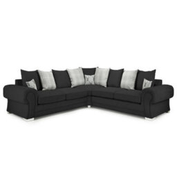Furnishings For Less UK Milan 5 Seater L Shaped Corner Sofa Scatter Back Chesterfield Arms Black 2 Corner 2 - thumbnail 1