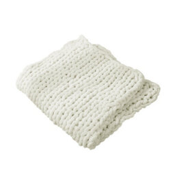 Living And Home Hand-Woven Chenille Blanket Milk White Soft Chenille Blanket Throw Blankets Soft And Warm 100Cm L X 120Cm W - thumbnail 2