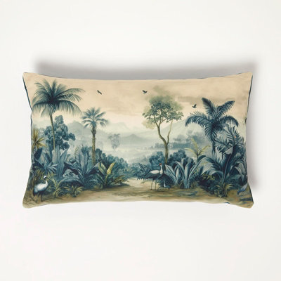 Homescapes Blue Palm Sepia Cushion, 30 X 50Cm - image 1