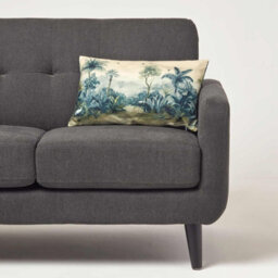 Homescapes Blue Palm Sepia Cushion, 30 X 50Cm - thumbnail 2