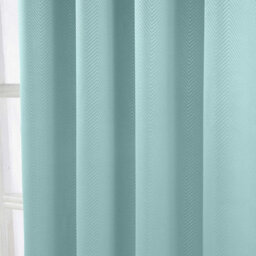 "Homescapes Pastel Blue Herringbone Chevron Blackout Thermal Curtains Pair Eyelet Style, 45X90""" - thumbnail 4