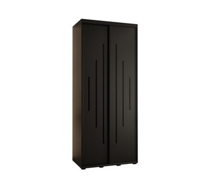 Arte Cannes Xii Sliding Door Wardrobe W100Cm - Sleek Black Storage For Compact Spaces - image 1