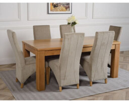 That's Furniture Dakota 182 X 92 Cm Chunky Oak Large Dining Table And 6 Chairs Dining Set With Lola Grey Fabric Chairs - thumbnail 3