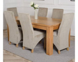 That's Furniture Dakota 182 X 92 Cm Chunky Oak Large Dining Table And 6 Chairs Dining Set With Lola Grey Fabric Chairs - thumbnail 1